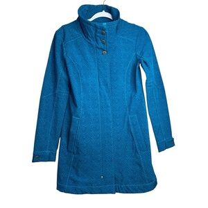 Title Nine Softshell Peacekeeper Long Jacket Coat Fleece Lined Blue XS